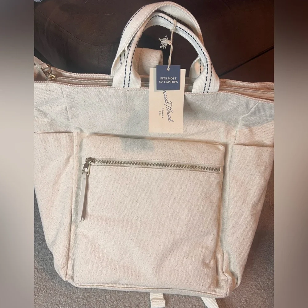 Universal Thread Cream Canvas Laptop Tote Bag